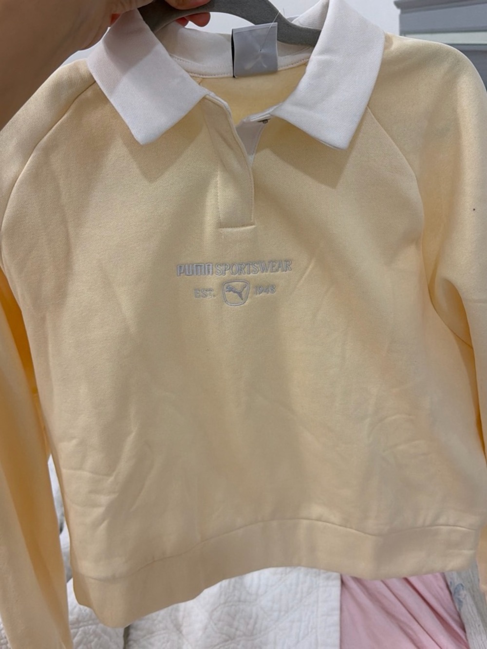 Puma Kids' Cream Polo Collar Sweatshirt with White Collar